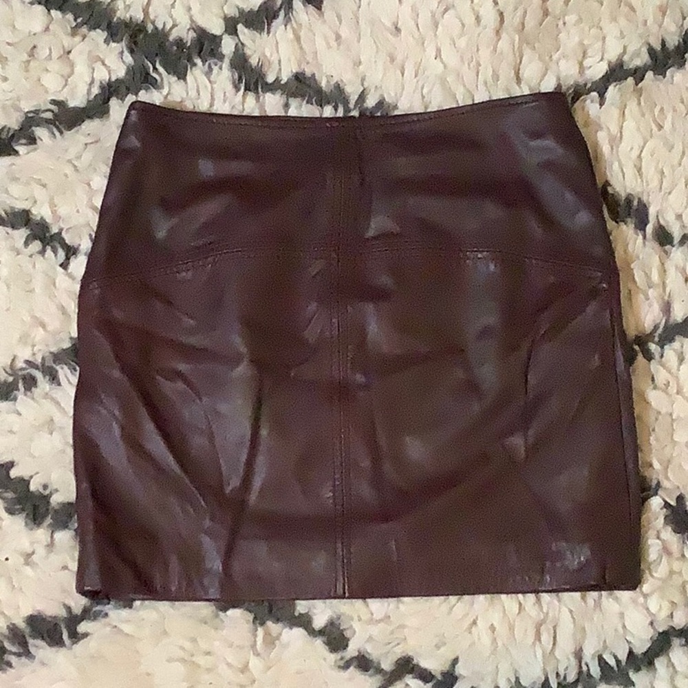 ASOS Vegan Leather skirt in burgundy